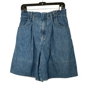 Rachel Comey Irolo Denim Pleated Midi Shorts High Rise Paperbag - 2